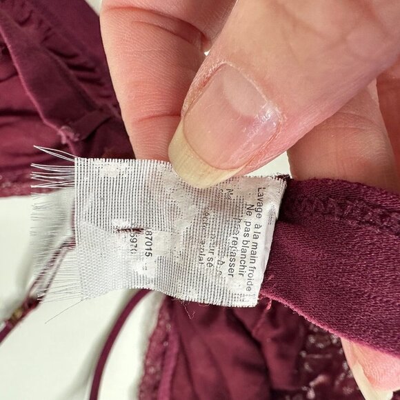 Burgundy With Gold Shimmer Lace Bralette Adjustable Spaghetti Straps M - Picture 10 of 10